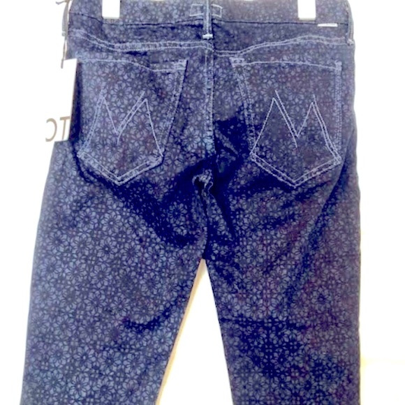 NWT MOTHER THE LOOKER Foulard Me Once Skinny Jeans Blue Tile Print 26 MSRP $228 - Picture 6 of 8